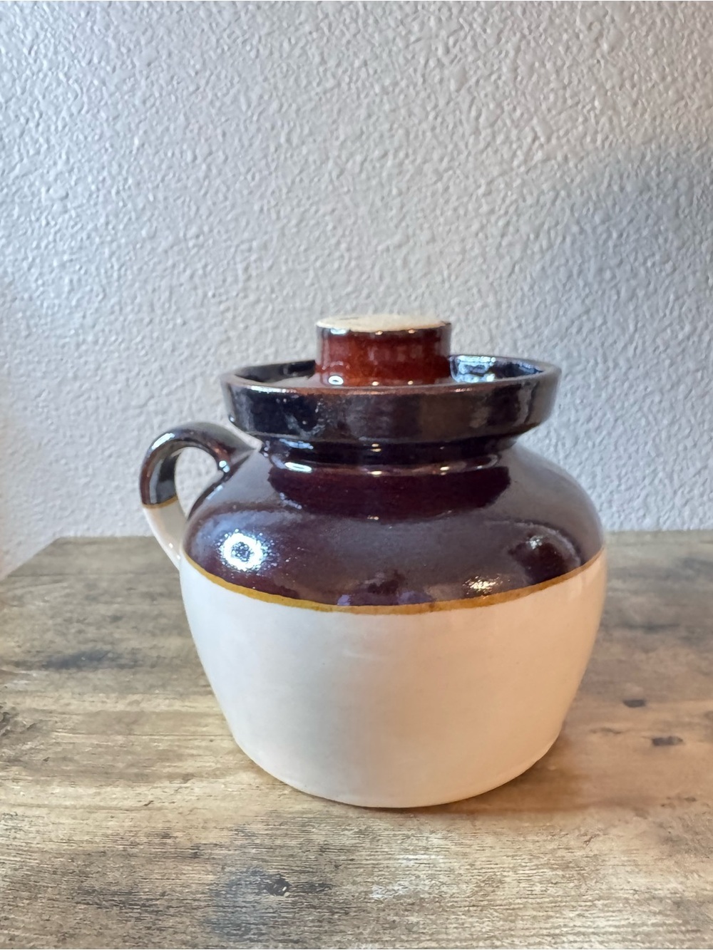 Brown & Cream Stoneware Crock Jar with Lid - Picture 4 of 12